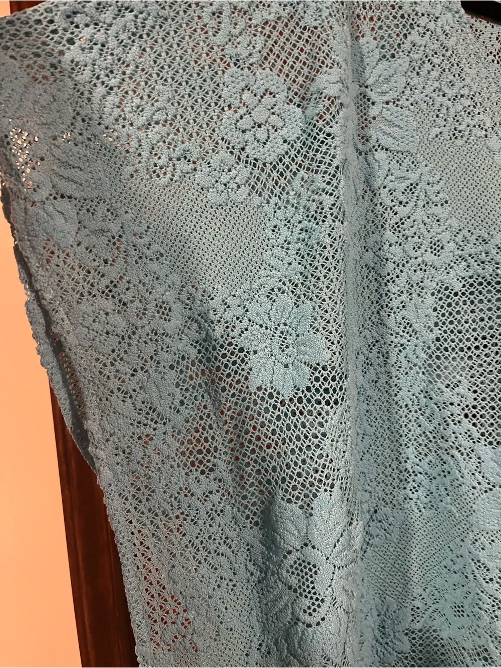 ⭐️ 2/$20 Light Blue Crochet V-Neck Women's Top - Picture 3 of 6